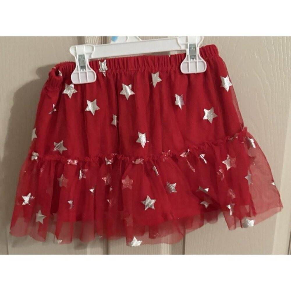 Girls Ruffle Skirt Circo Red and Silver Stars Size 5T